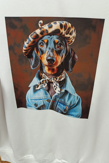 Sudadera Blanca Teckel Francés