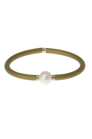 Pulsera Perla Moderna grande color Verde Caqui