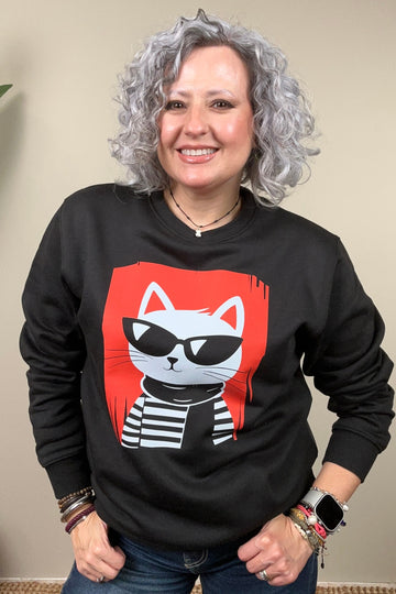 Sudadera Negra Cool Cat