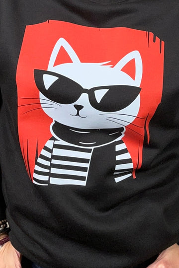 Sudadera Negra Cool Cat