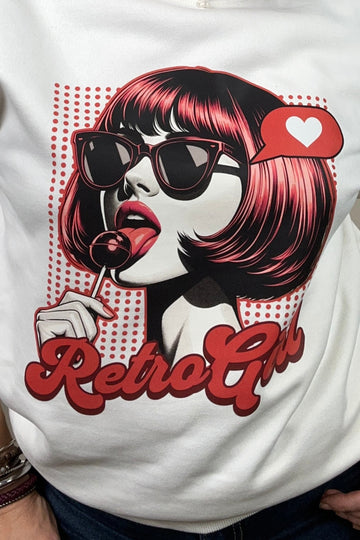 Sudadera Blanca Retro Girl