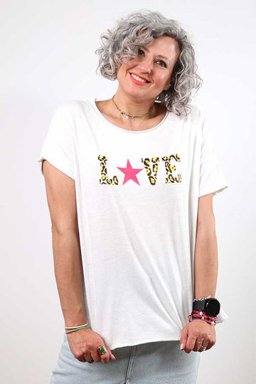 Camiseta blanca manga corta Love Estrella
