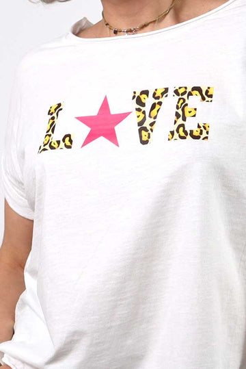 Camiseta blanca manga corta Love Estrella