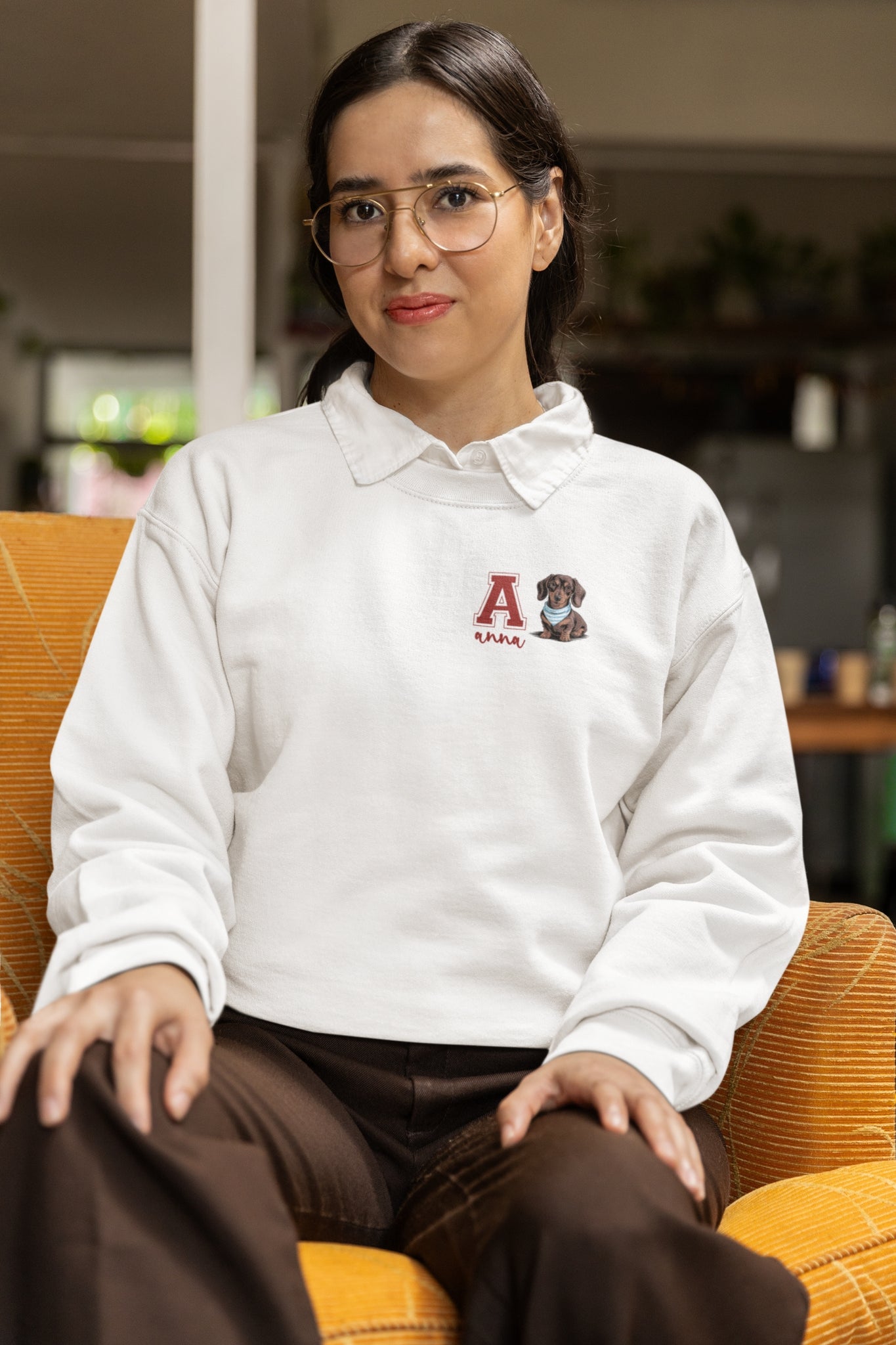 Sudadera Personalizada Blanca Inicial y Nombre Teckel